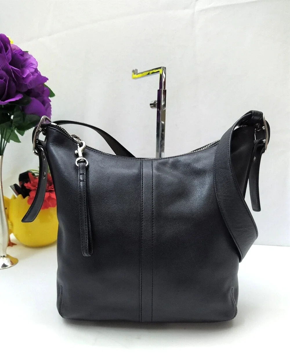 Coach Legacy Black Leather Zip Closure Convertible Crossbody Shoulder Bag - VTG
